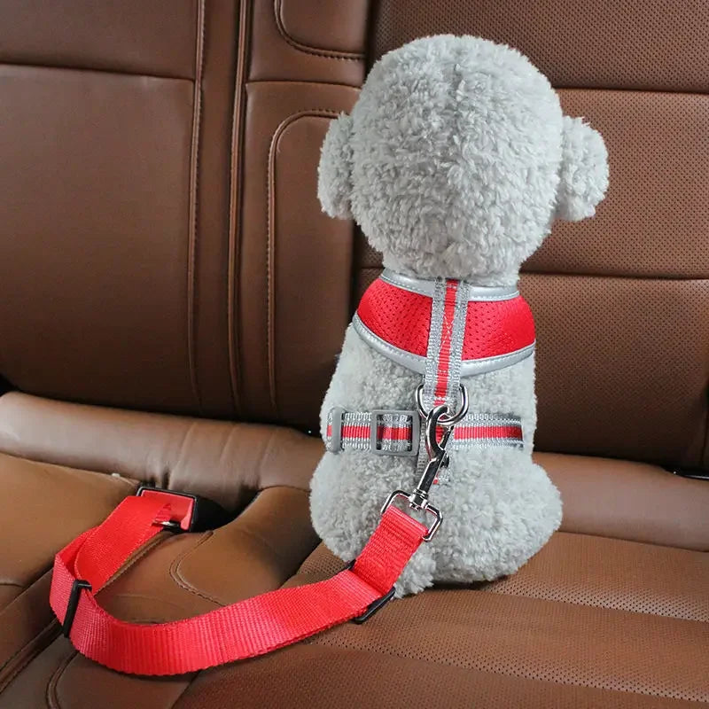 Adjustable Dog & Cat Car Harness with Seat Belt Strap