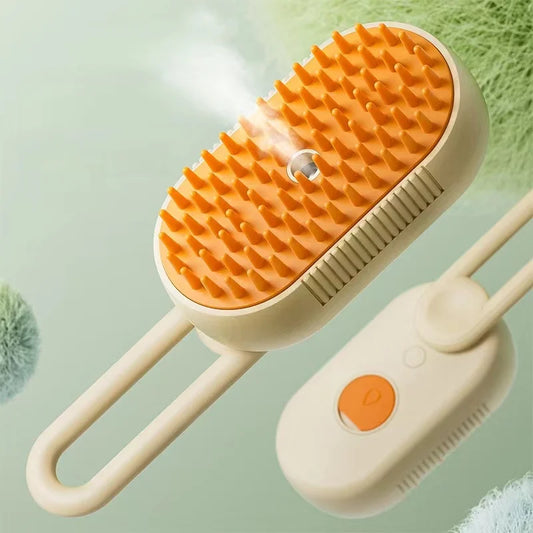 Electric 3-in-1 Pet Grooming Brush with Steam Spray