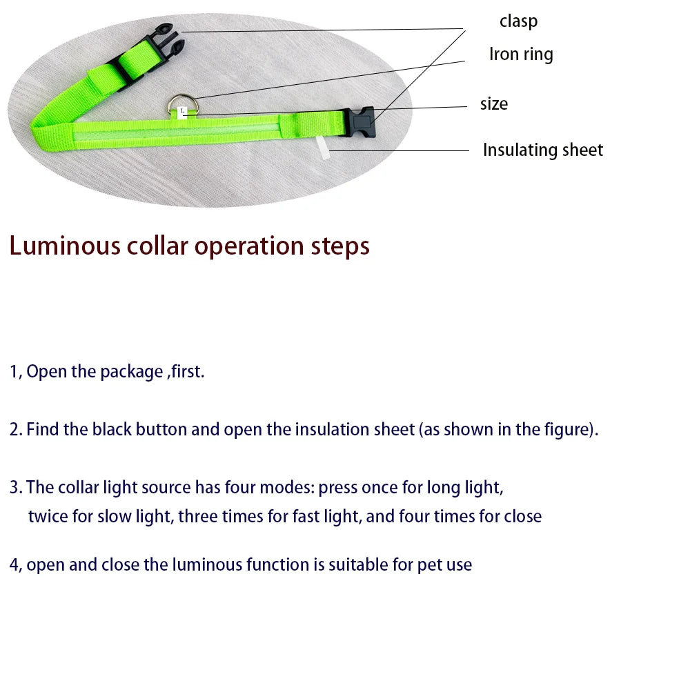 Illuminating Nylon Dog Leash and Collar