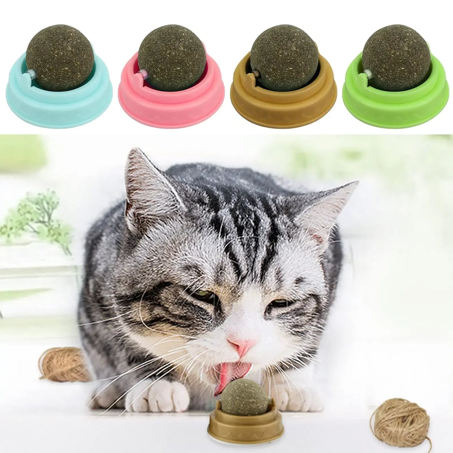 Natural Catnip Licking Wall Ball Toy